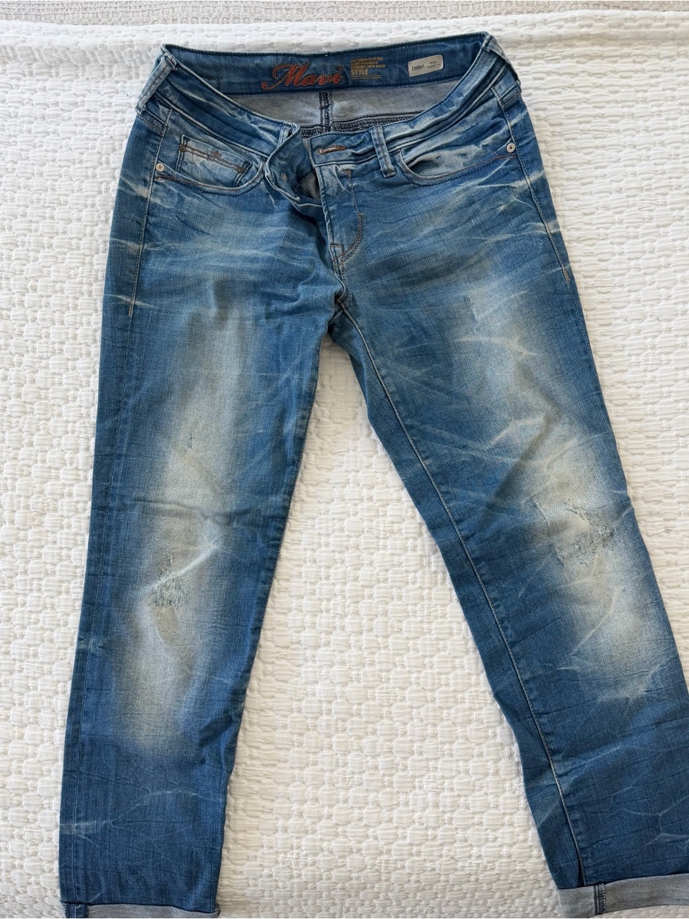 Mavi Women’s Straight-Leg Faded Blue Jeans